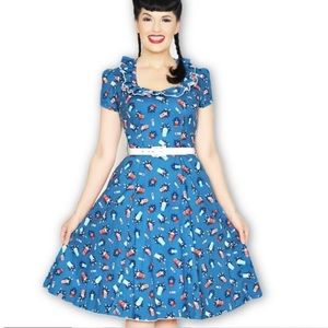 Bernie Dexter Ebury Skater Dress in Let Me Entertain You Print Large NWOT